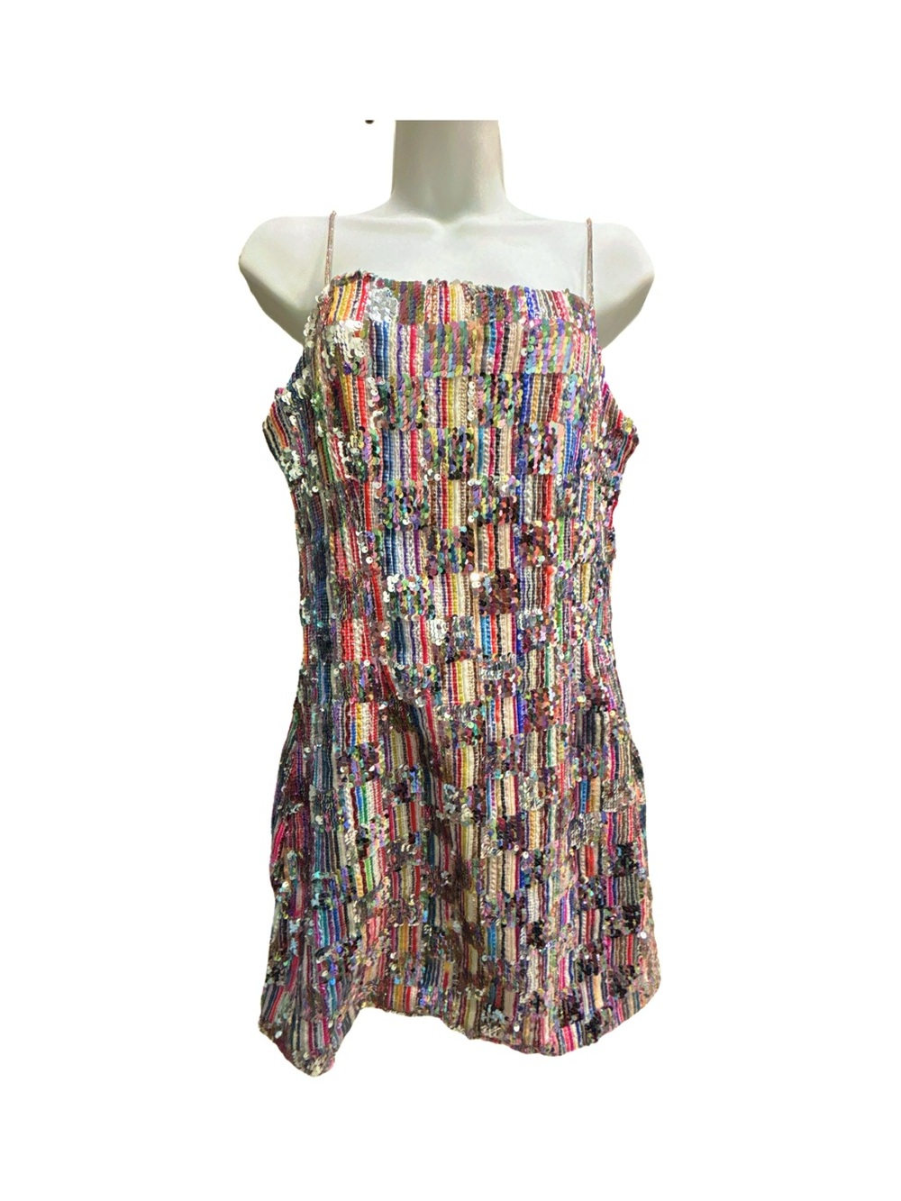 Nasty Gal Checkerboard Sequin Mini Dress Glam Party Nightclub Festival Size 8